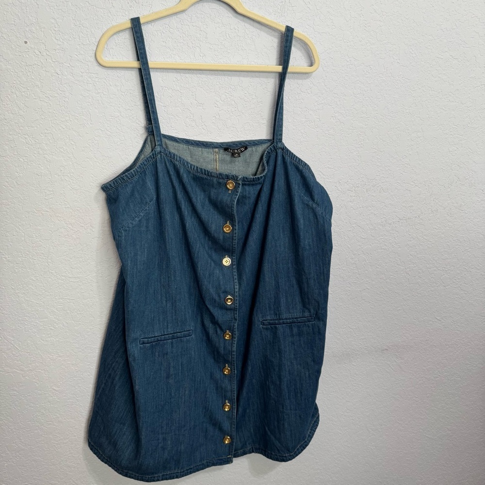 J. Crew Claudia Indigo Denim Mini Dress Button Front